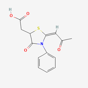 [4-oxo-2-(2-oxopropylidene)-3-phenyl-1,3-thiazolidin-5-yl]acetic acid