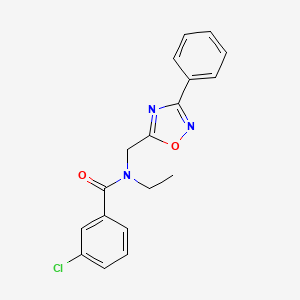 3-chloro-N-ethyl-N-[(3-phenyl-1,2,4-oxadiazol-5-yl)methyl]benzamide