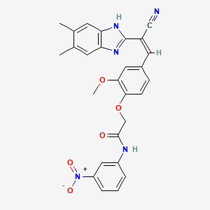 2-{4-[2-cyano-2-(5,6-dimethyl-1H-benzimidazol-2-yl)vinyl]-2-methoxyphenoxy}-N-(3-nitrophenyl)acetamide