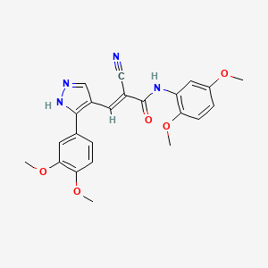 2-cyano-N-(2,5-dimethoxyphenyl)-3-[3-(3,4-dimethoxyphenyl)-1H-pyrazol-4-yl]acrylamide