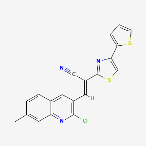 (E)-3-(2-chloro-7-methylquinolin-3-yl)-2-(4-thiophen-2-yl-1,3-thiazol-2-yl)prop-2-enenitrile