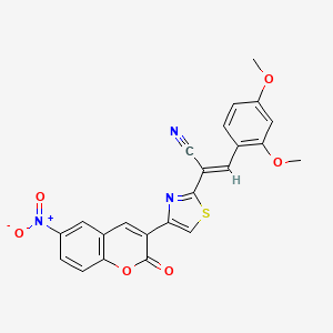 (E)-3-(2,4-dimethoxyphenyl)-2-[4-(6-nitro-2-oxochromen-3-yl)-1,3-thiazol-2-yl]prop-2-enenitrile