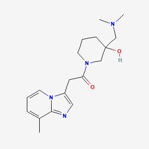 molecular formula C18H26N4O2 B5406237 3-[(dimethylamino)methyl]-1-[(8-methylimidazo[1,2-a]pyridin-3-yl)acetyl]-3-piperidinol 