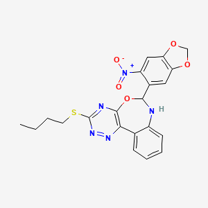 3-(Butylsulfanyl)-6-(6-nitro-1,3-benzodioxol-5-YL)-6,7-dihydro[1,2,4]triazino[5,6-D][3,1]benzoxazepine