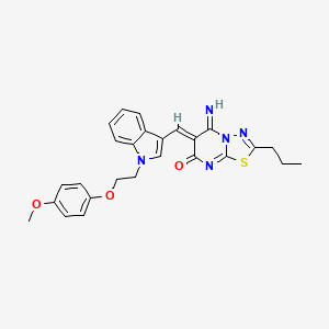 (6Z)-5-Imino-6-({1-[2-(4-methoxyphenoxy)ethyl]-1H-indol-3-YL}methylidene)-2-propyl-5H,6H,7H-[1,3,4]thiadiazolo[3,2-A]pyrimidin-7-one