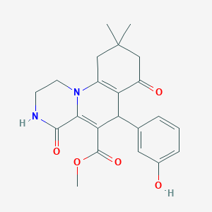 methyl 6-(3-hydroxyphenyl)-9,9-dimethyl-4,7-dioxo-2,3,4,6,7,8,9,10-octahydro-1H-pyrazino[1,2-a]quinoline-5-carboxylate