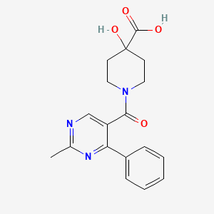 4-hydroxy-1-[(2-methyl-4-phenylpyrimidin-5-yl)carbonyl]piperidine-4-carboxylic acid