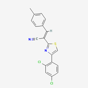 (E)-2-[4-(2,4-dichlorophenyl)-1,3-thiazol-2-yl]-3-(4-methylphenyl)prop-2-enenitrile