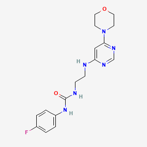 molecular formula C17H21FN6O2 B5407006 N-(4-fluorophenyl)-N'-(2-{[6-(4-morpholinyl)-4-pyrimidinyl]amino}ethyl)urea 