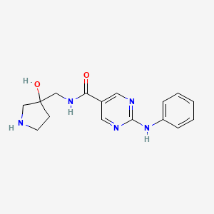 molecular formula C16H19N5O2 B5407035 2-anilino-N-[(3-hydroxy-3-pyrrolidinyl)methyl]-5-pyrimidinecarboxamide 