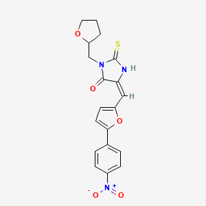 molecular formula C19H17N3O5S B5407049 5-{[5-(4-nitrophenyl)-2-furyl]methylene}-3-(tetrahydro-2-furanylmethyl)-2-thioxo-4-imidazolidinone 