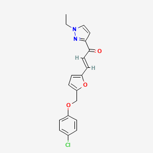 molecular formula C19H17ClN2O3 B5407281 (E)-3-{5-[(4-CHLOROPHENOXY)METHYL]-2-FURYL}-1-(1-ETHYL-1H-PYRAZOL-3-YL)-2-PROPEN-1-ONE 