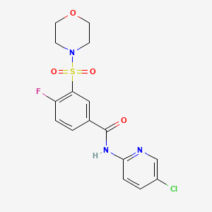 molecular formula C16H15ClFN3O4S B5407316 N-(5-chloropyridin-2-yl)-4-fluoro-3-morpholin-4-ylsulfonylbenzamide 