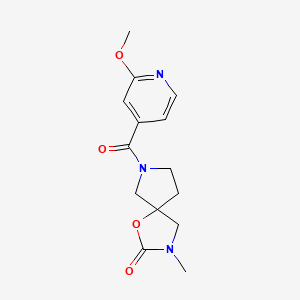 molecular formula C14H17N3O4 B5407427 7-(2-methoxyisonicotinoyl)-3-methyl-1-oxa-3,7-diazaspiro[4.4]nonan-2-one 