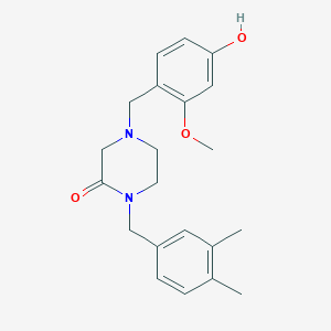 molecular formula C21H26N2O3 B5407456 1-(3,4-dimethylbenzyl)-4-(4-hydroxy-2-methoxybenzyl)-2-piperazinone 