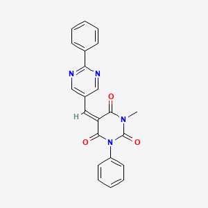 (5E)-1-methyl-3-phenyl-5-[(2-phenylpyrimidin-5-yl)methylidene]-1,3-diazinane-2,4,6-trione