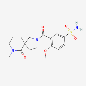 molecular formula C17H23N3O5S B5407518 4-methoxy-3-[(7-methyl-6-oxo-2,7-diazaspiro[4.5]dec-2-yl)carbonyl]benzenesulfonamide 