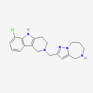 molecular formula C19H22ClN5 B5407527 6-chloro-2-(5,6,7,8-tetrahydro-4H-pyrazolo[1,5-a][1,4]diazepin-2-ylmethyl)-2,3,4,5-tetrahydro-1H-pyrido[4,3-b]indole 