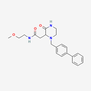 molecular formula C22H27N3O3 B5407608 2-[1-(4-biphenylylmethyl)-3-oxo-2-piperazinyl]-N-(2-methoxyethyl)acetamide 