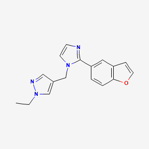 molecular formula C17H16N4O B5407633 4-{[2-(1-benzofuran-5-yl)-1H-imidazol-1-yl]methyl}-1-ethyl-1H-pyrazole 