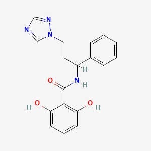 molecular formula C18H18N4O3 B5407869 2,6-dihydroxy-N-[1-phenyl-3-(1H-1,2,4-triazol-1-yl)propyl]benzamide 