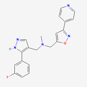 molecular formula C20H18FN5O B5407944 1-[3-(3-fluorophenyl)-1H-pyrazol-4-yl]-N-methyl-N-{[3-(4-pyridinyl)-5-isoxazolyl]methyl}methanamine 