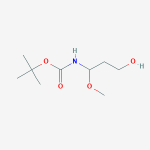 molecular formula C9H19NO4 B054081 Carbamic acid, (3-hydroxy-1-methoxypropyl)-, 1,1-dimethylethyl ester (9CI) CAS No. 122716-73-8