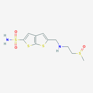 molecular formula C10H14N2O3S4 B054085 5-({[2-(Methanesulfinyl)ethyl]amino}methyl)thieno[2,3-b]thiophene-2-sulfonamide CAS No. 122267-01-0