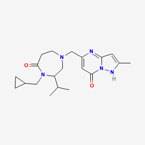 molecular formula C20H29N5O2 B5408782 5-{[4-(cyclopropylmethyl)-3-isopropyl-5-oxo-1,4-diazepan-1-yl]methyl}-2-methylpyrazolo[1,5-a]pyrimidin-7(4H)-one 