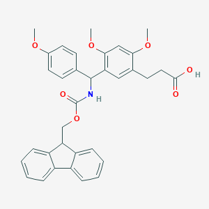 molecular formula C34H33NO7 B054090 5-((((9H-Fluoren-9-ylmethoxy)carbonyl)amino)(4-methoxyphenyl)methyl)-2,4-dimethoxybenzenepropanoic acid CAS No. 124504-68-3