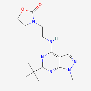 3-{2-[(6-tert-butyl-1-methyl-1H-pyrazolo[3,4-d]pyrimidin-4-yl)amino]ethyl}-1,3-oxazolidin-2-one