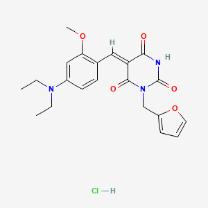 (5Z)-5-[[4-(diethylamino)-2-methoxyphenyl]methylidene]-1-(furan-2-ylmethyl)-1,3-diazinane-2,4,6-trione;hydrochloride