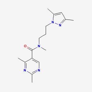 molecular formula C16H23N5O B5409086 N-[3-(3,5-dimethyl-1H-pyrazol-1-yl)propyl]-N,2,4-trimethylpyrimidine-5-carboxamide 