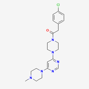 molecular formula C21H27ClN6O B5409346 4-{4-[(4-chlorophenyl)acetyl]-1-piperazinyl}-6-(4-methyl-1-piperazinyl)pyrimidine 