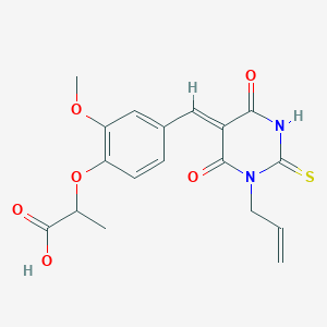 2-(4-{(Z)-[4,6-dioxo-1-(prop-2-en-1-yl)-2-thioxotetrahydropyrimidin-5(2H)-ylidene]methyl}-2-methoxyphenoxy)propanoic acid