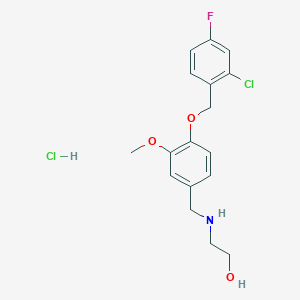 molecular formula C17H20Cl2FNO3 B5409917 2-[[4-[(2-Chloro-4-fluorophenyl)methoxy]-3-methoxyphenyl]methylamino]ethanol;hydrochloride 