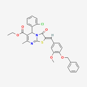 ethyl (2Z)-5-(2-chlorophenyl)-2-[(3-methoxy-4-phenylmethoxyphenyl)methylidene]-7-methyl-3-oxo-5H-[1,3]thiazolo[3,2-a]pyrimidine-6-carboxylate