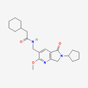 2-cyclohexyl-N-[(6-cyclopentyl-2-methoxy-5-oxo-6,7-dihydro-5H-pyrrolo[3,4-b]pyridin-3-yl)methyl]acetamide