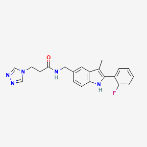 N-{[2-(2-fluorophenyl)-3-methyl-1H-indol-5-yl]methyl}-3-(4H-1,2,4-triazol-4-yl)propanamide