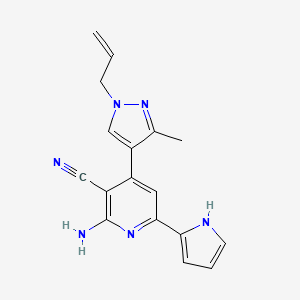 molecular formula C17H16N6 B5411036 4-(1-allyl-3-methyl-1H-pyrazol-4-yl)-2-amino-6-(1H-pyrrol-2-yl)nicotinonitrile 