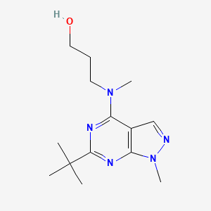 molecular formula C14H23N5O B5411095 3-[(6-tert-butyl-1-methyl-1H-pyrazolo[3,4-d]pyrimidin-4-yl)(methyl)amino]-1-propanol 