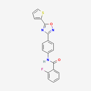 2-fluoro-N-[4-(5-thiophen-2-yl-1,2,4-oxadiazol-3-yl)phenyl]benzamide