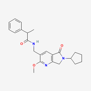 N-[(6-cyclopentyl-2-methoxy-5-oxo-6,7-dihydro-5H-pyrrolo[3,4-b]pyridin-3-yl)methyl]-2-phenylpropanamide