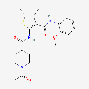 1-ACETYL-N-{3-[(2-METHOXYPHENYL)CARBAMOYL]-4,5-DIMETHYL-2-THIENYL}-4-PIPERIDINECARBOXAMIDE