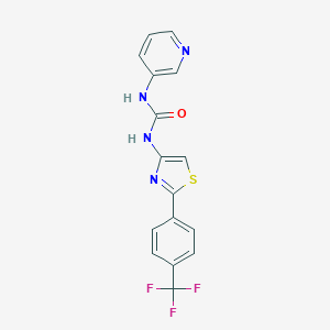 molecular formula C16H11F3N4OS B541290 1-吡啶-3-基-3-[2-[4-(三氟甲基)苯基]-1,3-噻唑-4-基]脲 