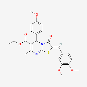 ETHYL (2Z)-2-[(3,4-DIMETHOXYPHENYL)METHYLIDENE]-5-(4-METHOXYPHENYL)-7-METHYL-3-OXO-2H,3H,5H-[1,3]THIAZOLO[3,2-A]PYRIMIDINE-6-CARBOXYLATE