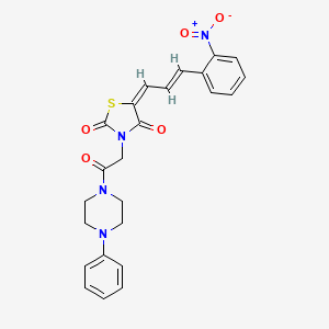 molecular formula C24H22N4O5S B5412960 (5E)-5-[(2E)-3-(2-nitrophenyl)prop-2-en-1-ylidene]-3-[2-oxo-2-(4-phenylpiperazin-1-yl)ethyl]-1,3-thiazolidine-2,4-dione 