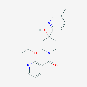 molecular formula C19H23N3O3 B5412976 1-[(2-ethoxypyridin-3-yl)carbonyl]-4-(5-methylpyridin-2-yl)piperidin-4-ol 