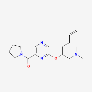 molecular formula C17H26N4O2 B5413005 N,N-dimethyl-1-((2R,5S)-5-{[6-(pyrrolidin-1-ylcarbonyl)pyrazin-2-yl]methyl}tetrahydrofuran-2-yl)methanamine 