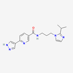 molecular formula C18H22N6O B5413026 N-[3-(2-isopropyl-1H-imidazol-1-yl)propyl]-6-(1H-pyrazol-4-yl)nicotinamide 